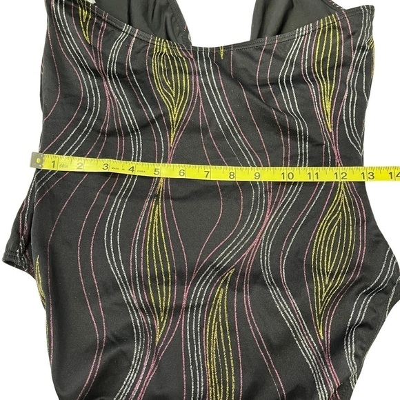 VINTAGE Black One Piece Swimsuit NWT 16 Glitter Cutouts Newport News - Picture 6 of 9